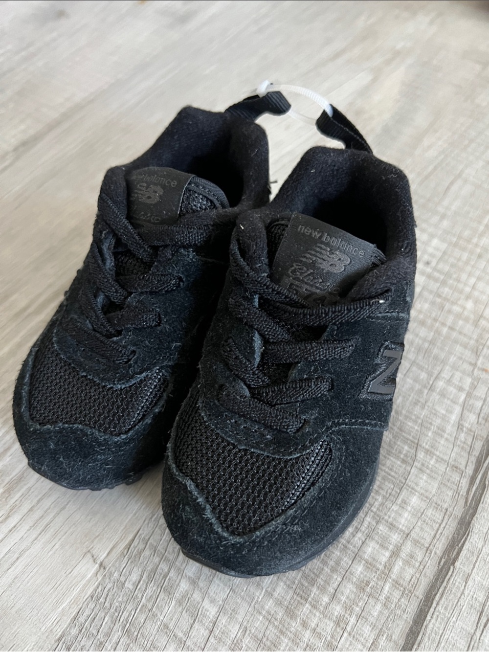 New Balance Kids Black Suede & Mesh Sneakers